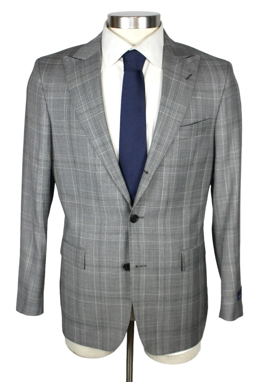 Brooks Brothers 1818 Regent Suit 38 R 32 W Mens Grey Plaid Wool 2 Piece Peak USA